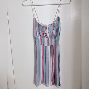 Striped Multicolor Spaghetti Strap Mini Dress